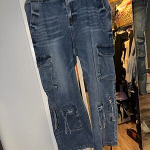 Stylish Blue Cargo Jeans